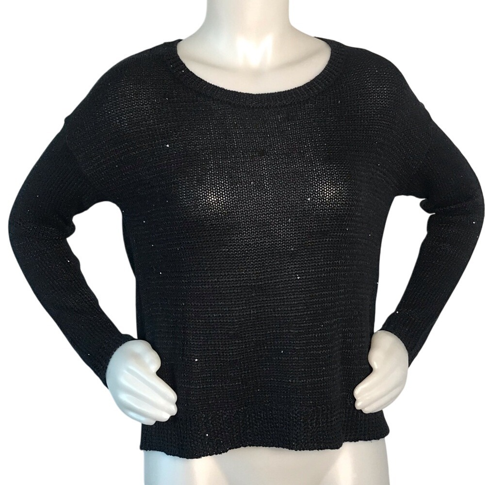 BANANA REPUBLIC BLACK SEQUIN KNIT SWEATER